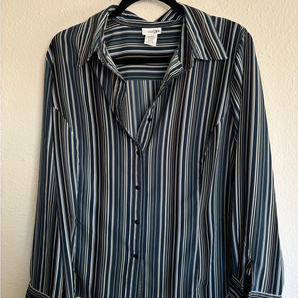 East 5th Striped Button-Down Blouse – XL